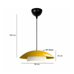 GLOBOSTAR® AURA 204-0118 Μοντέρνο Κρεμαστό Φωτιστικό Οροφής με Ντουί 1 x E27 AC 220-240V IP20 – Κίτρινο & Λευκό – Μ31 x Π31 x Υ27cm