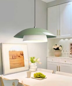 GLOBOSTAR® AURA 204-0119 Μοντέρνο Κρεμαστό Φωτιστικό Οροφής με Ντουί 1 x E27 AC 220-240V IP20 – Πράσινο & Λευκό – Μ31 x Π31 x Υ27cm