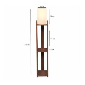 GloboStar® VENTORA 204-0125 Μοντέρνο Eπιδαπέδιο Φωτιστικό Μονόφωτο 1 x E27 IP20 Καφέ Ξύλο με Μπεζ Ύφασμα – Μ20 x Π20 x Υ142cm