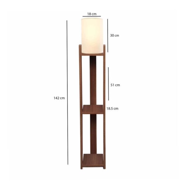 GloboStar® VENTORA 204-0125 Μοντέρνο Eπιδαπέδιο Φωτιστικό Μονόφωτο 1 x E27 IP20 Καφέ Ξύλο με Μπεζ Ύφασμα – Μ20 x Π20 x Υ142cm