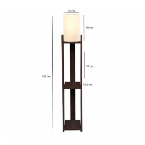 GloboStar® VENTORA 204-0126 Μοντέρνο Eπιδαπέδιο Φωτιστικό Μονόφωτο 1 x E27 IP20 Καφέ Ξύλο με Μπεζ Ύφασμα – Μ20 x Π20 x Υ142cm