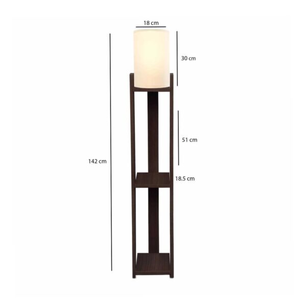 GloboStar® VENTORA 204-0126 Μοντέρνο Eπιδαπέδιο Φωτιστικό Μονόφωτο 1 x E27 IP20 Καφέ Ξύλο με Μπεζ Ύφασμα – Μ20 x Π20 x Υ142cm