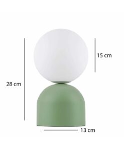 GloboStar® MAGIC 204-0130 Μοντέρνο Eπιτραπέζιο Φωτιστικό Μονόφωτο 1 x E14 IP20 Πράσινο Μέταλλο με Λευκό Γυαλί – Μ13 x Π13 x Υ28cm