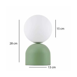 GloboStar® MAGIC 204-0130 Μοντέρνο Eπιτραπέζιο Φωτιστικό Μονόφωτο 1 x E14 IP20 Πράσινο Μέταλλο με Λευκό Γυαλί – Μ13 x Π13 x Υ28cm
