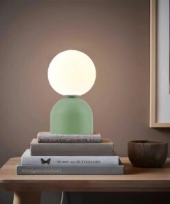 GloboStar® MAGIC 204-0130 Μοντέρνο Eπιτραπέζιο Φωτιστικό Μονόφωτο 1 x E14 IP20 Πράσινο Μέταλλο με Λευκό Γυαλί – Μ13 x Π13 x Υ28cm