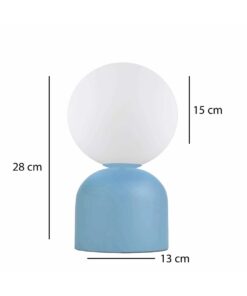 GloboStar® MAGIC 204-0133 Μοντέρνο Eπιτραπέζιο Φωτιστικό Μονόφωτο 1 x E14 IP20 Μπλε Μέταλλο με Λευκό Γυαλί – Μ13 x Π13 x Υ28cm