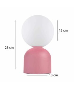 GloboStar® MAGIC 204-0134 Μοντέρνο Eπιτραπέζιο Φωτιστικό Μονόφωτο 1 x E14 IP20 Ροζ Μέταλλο με Λευκό Γυαλί – Μ13 x Π13 x Υ28cm