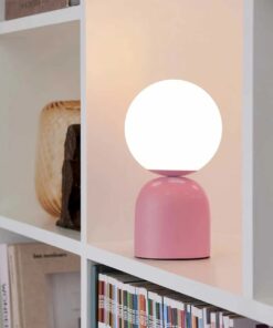 GloboStar® MAGIC 204-0134 Μοντέρνο Eπιτραπέζιο Φωτιστικό Μονόφωτο 1 x E14 IP20 Ροζ Μέταλλο με Λευκό Γυαλί – Μ13 x Π13 x Υ28cm