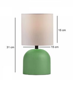GloboStar® LOREN 204-0136 Μοντέρνο Eπιτραπέζιο Φωτιστικό Μονόφωτο 1 x E27 IP20 Πράσινο Μέταλλο με Μπεζ Ύφασμα – Μ15 x Π15 x Υ31cm