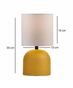 GloboStar® LOREN 204-0137 Μοντέρνο Eπιτραπέζιο Φωτιστικό Μονόφωτο 1 x E27 IP20 Κίτρινο Μέταλλο με Μπεζ Ύφασμα – Μ15 x Π15 x Υ31cm
