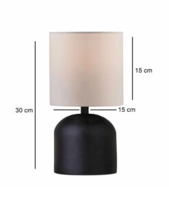 GloboStar® LOREN 204-0138 Μοντέρνο Eπιτραπέζιο Φωτιστικό Μονόφωτο 1 x E27 IP20 Μαύρο Μέταλλο με Μπεζ Ύφασμα – Μ15 x Π15 x Υ31cm