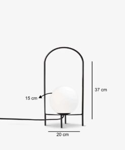 GloboStar® SPIDY 204-0139 Μοντέρνο Eπιτραπέζιο Φωτιστικό Μονόφωτο 1 x E27 IP20 Μαύρο Μέταλλο με Λευκό Γυαλί – Μ20 x Π20 x Υ37cm