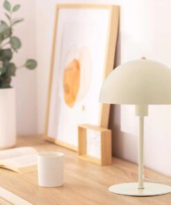 GloboStar® GASCEIO 204-0140 Μοντέρνο Eπιτραπέζιο Φωτιστικό Μονόφωτο 1 x E27 IP20 Μπεζ Μέταλλο – Μ25 x Π25 x Υ39cm