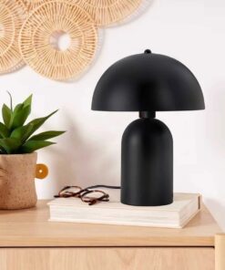 GloboStar® GASCO 204-0146 Μοντέρνο Eπιτραπέζιο Φωτιστικό Μονόφωτο 1 x E27 IP20 Μαύρο Μέταλλο – Μ25 x Π25 x Υ35cm