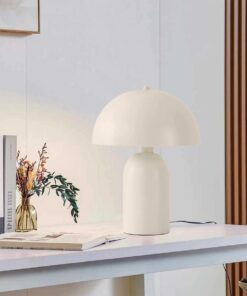 GloboStar® GASCO 204-0149 Μοντέρνο Eπιτραπέζιο Φωτιστικό Μονόφωτο 1 x E27 IP20 Μπεζ Μέταλλο – Μ25 x Π25 x Υ35cm