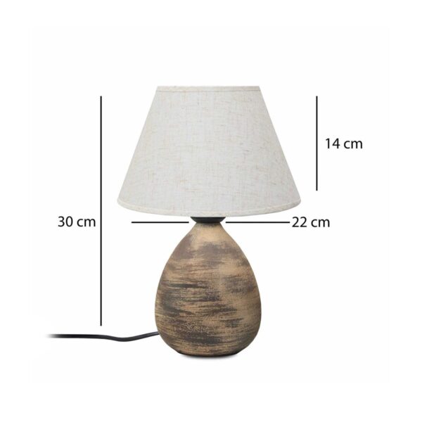 GloboStar® LISBON 204-0150 Vintage Eπιτραπέζιο Φωτιστικό Μονόφωτο 1 x E27 IP20 Καφέ Κεραμικό με Μπεζ Ύφασμα – Μ22 x Π22 x Υ30cm
