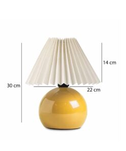 GloboStar® LISBON 204-0155 Μοντέρνο Eπιτραπέζιο Φωτιστικό Μονόφωτο 1 x E27 IP20 Κίτρινο Μέταλλο με Μπεζ Ύφασμα – Μ22 x Π22 x Υ38cm
