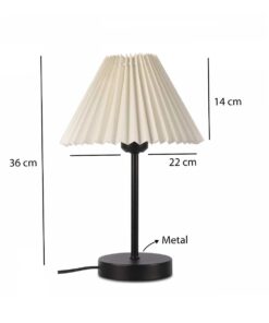 GloboStar® ORACLE 204-0156 Μοντέρνο Eπιτραπέζιο Φωτιστικό Μονόφωτο 1 x E27 IP20 Μαύρο Μέταλλο με Μπεζ Ύφασμα – Μ22 x Π22 x Υ36cm