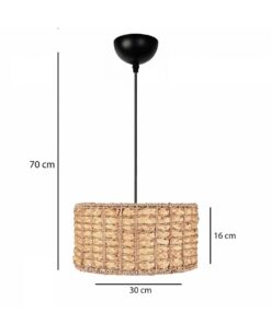 GLOBOSTAR® POMEGRANDE 204-0157 Boho Κρεμαστό Φωτιστικό Οροφής με Ντουί 1 x E27 AC 220-240V IP20 – Μπεζ – Μ30 x Π30 x Υ16cm