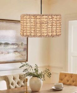 GLOBOSTAR® POMEGRANDE 204-0157 Boho Κρεμαστό Φωτιστικό Οροφής με Ντουί 1 x E27 AC 220-240V IP20 – Μπεζ – Μ30 x Π30 x Υ16cm