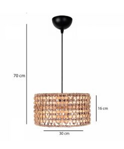GLOBOSTAR® POMEGRANDE 204-0158 Boho Κρεμαστό Φωτιστικό Οροφής με Ντουί 1 x E27 AC 220-240V IP20 – Μπεζ & Καφέ – Μ30 x Π30 x Υ16cm