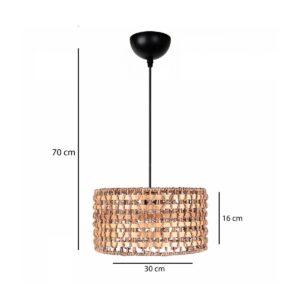 GLOBOSTAR® POMEGRANDE 204-0158 Boho Κρεμαστό Φωτιστικό Οροφής με Ντουί 1 x E27 AC 220-240V IP20 – Μπεζ & Καφέ – Μ30 x Π30 x Υ16cm