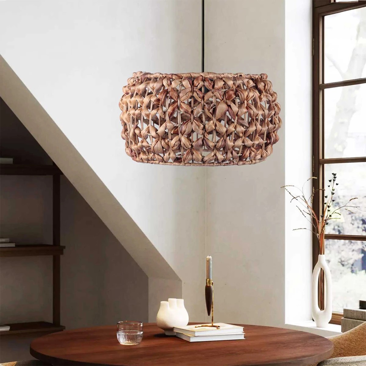 GLOBOSTAR® DARIO 204-0159 Boho Κρεμαστό Φωτιστικό Οροφής με Ντουί 1 x E27 AC 220-240V IP20 – Καφέ – Μ29 x Π29 x Υ16cm