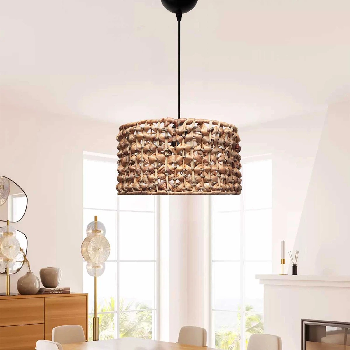 GLOBOSTAR® POMEGRANDE 204-0160 Boho Κρεμαστό Φωτιστικό Οροφής με Ντουί 1 x E27 AC 220-240V IP20 – Καφέ – Μ29 x Π29 x Υ16cm