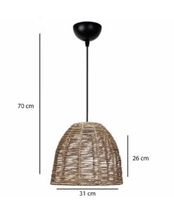 GLOBOSTAR® MEKA 204-0162 Boho Κρεμαστό Φωτιστικό Οροφής με Ντουί 1 x E27 AC 220-240V IP20 – Καφε – Μ31 x Π31 x Υ26cm