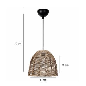 GLOBOSTAR® MEKA 204-0162 Boho Κρεμαστό Φωτιστικό Οροφής με Ντουί 1 x E27 AC 220-240V IP20 – Καφε – Μ31 x Π31 x Υ26cm