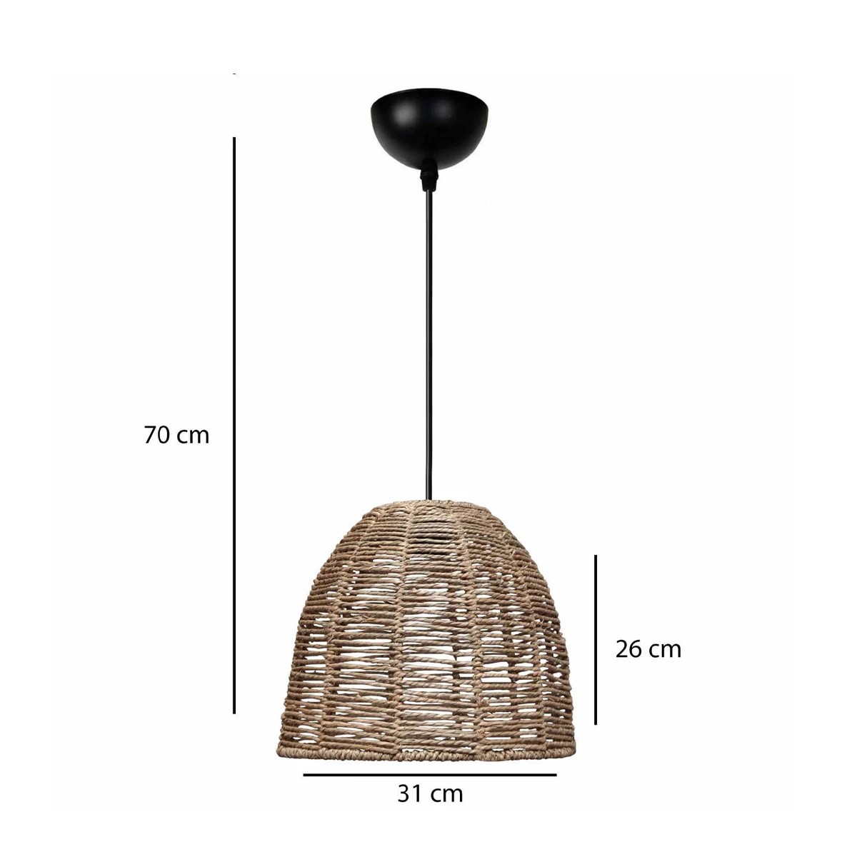 GLOBOSTAR® MEKA 204-0162 Boho Κρεμαστό Φωτιστικό Οροφής με Ντουί 1 x E27 AC 220-240V IP20 – Καφε – Μ31 x Π31 x Υ26cm