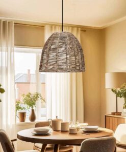 GLOBOSTAR® MEKA 204-0162 Boho Κρεμαστό Φωτιστικό Οροφής με Ντουί 1 x E27 AC 220-240V IP20 – Καφε – Μ31 x Π31 x Υ26cm