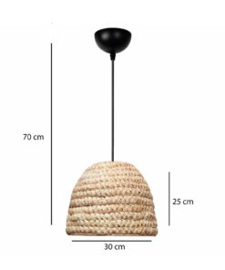 GLOBOSTAR® MEKA 204-0163 Boho Κρεμαστό Φωτιστικό Οροφής με Ντουί 1 x E27 AC 220-240V IP20 – Μπεζ – Μ30 x Π30 x Υ25cm