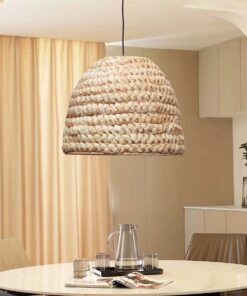 GLOBOSTAR® MEKA 204-0163 Boho Κρεμαστό Φωτιστικό Οροφής με Ντουί 1 x E27 AC 220-240V IP20 – Μπεζ – Μ30 x Π30 x Υ25cm