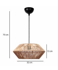 GLOBOSTAR® CASTRO 204-0164 Boho Κρεμαστό Φωτιστικό Οροφής με Ντουί 1 x E27 AC 220-240V IP20 – Μπεζ – Μ32 x Π32 x Υ13cm