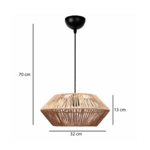 GLOBOSTAR® CASTRO 204-0164 Boho Κρεμαστό Φωτιστικό Οροφής με Ντουί 1 x E27 AC 220-240V IP20 – Μπεζ – Μ32 x Π32 x Υ13cm