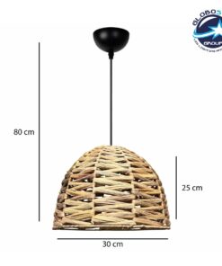 GLOBOSTAR® MEKA 204-0165 Boho Κρεμαστό Φωτιστικό Οροφής με Ντουί 1 x E27 AC 220-240V IP20 – Μπεζ – Μ30 x Π30 x Υ25cm