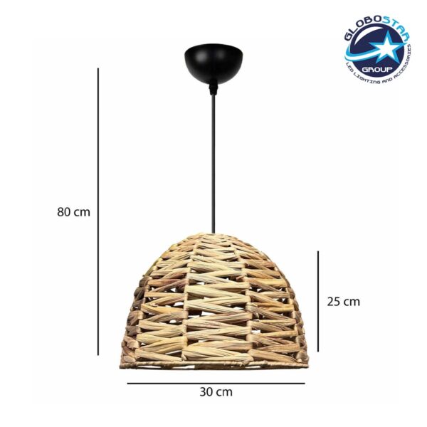 GLOBOSTAR® MEKA 204-0165 Boho Κρεμαστό Φωτιστικό Οροφής με Ντουί 1 x E27 AC 220-240V IP20 – Μπεζ – Μ30 x Π30 x Υ25cm