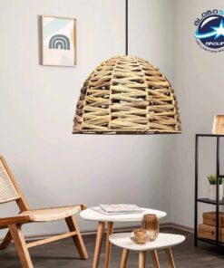 GLOBOSTAR® MEKA 204-0165 Boho Κρεμαστό Φωτιστικό Οροφής με Ντουί 1 x E27 AC 220-240V IP20 – Μπεζ – Μ30 x Π30 x Υ25cm