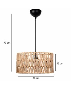 GLOBOSTAR® POMEGRANDE 204-0166 Boho Κρεμαστό Φωτιστικό Οροφής με Ντουί 1 x E27 AC 220-240V IP20 – Μπεζ – Μ30 x Π30 x Υ15cm