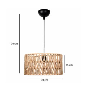 GLOBOSTAR® POMEGRANDE 204-0166 Boho Κρεμαστό Φωτιστικό Οροφής με Ντουί 1 x E27 AC 220-240V IP20 – Μπεζ – Μ30 x Π30 x Υ15cm