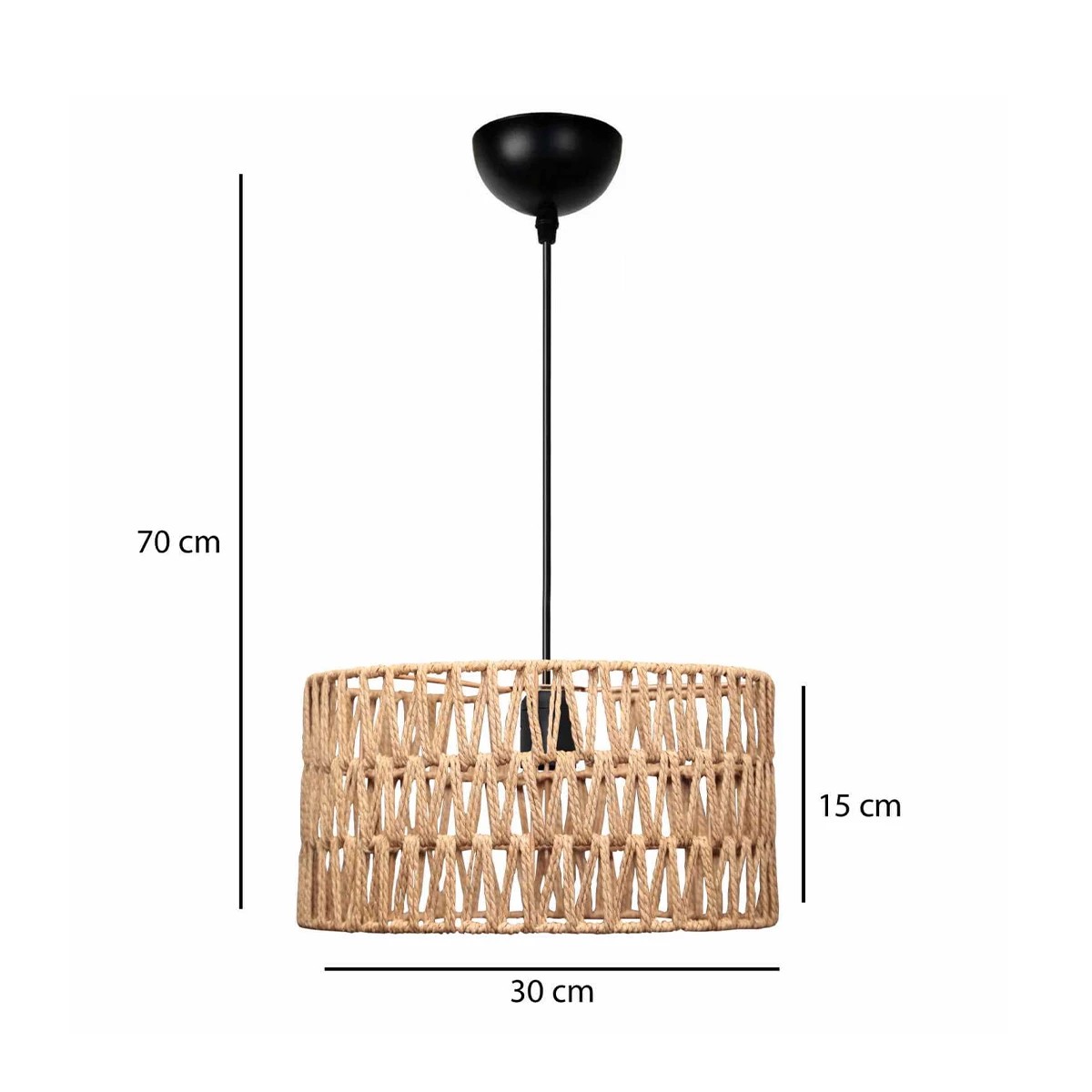 GLOBOSTAR® POMEGRANDE 204-0166 Boho Κρεμαστό Φωτιστικό Οροφής με Ντουί 1 x E27 AC 220-240V IP20 – Μπεζ – Μ30 x Π30 x Υ15cm