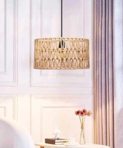 GLOBOSTAR® POMEGRANDE 204-0166 Boho Κρεμαστό Φωτιστικό Οροφής με Ντουί 1 x E27 AC 220-240V IP20 – Μπεζ – Μ30 x Π30 x Υ15cm