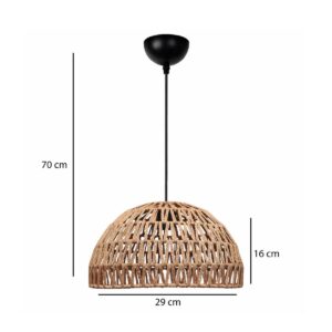 GLOBOSTAR® SAND 204-0167 Boho Κρεμαστό Φωτιστικό Οροφής με Ντουί 1 x E27 AC 220-240V IP20 – Μπεζ – Μ29 x Π29 x Υ16cm