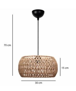 GLOBOSTAR® DARIO 204-0168 Boho Κρεμαστό Φωτιστικό Οροφής με Ντουί 1 x E27 AC 220-240V IP20 – Καφέ – Μ30 x Π30 x Υ15cm