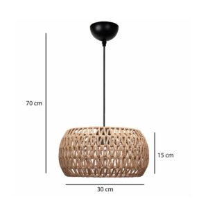 GLOBOSTAR® DARIO 204-0168 Boho Κρεμαστό Φωτιστικό Οροφής με Ντουί 1 x E27 AC 220-240V IP20 – Καφέ – Μ30 x Π30 x Υ15cm