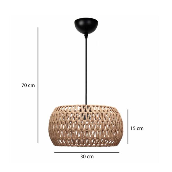GLOBOSTAR® DARIO 204-0168 Boho Κρεμαστό Φωτιστικό Οροφής με Ντουί 1 x E27 AC 220-240V IP20 – Καφέ – Μ30 x Π30 x Υ15cm