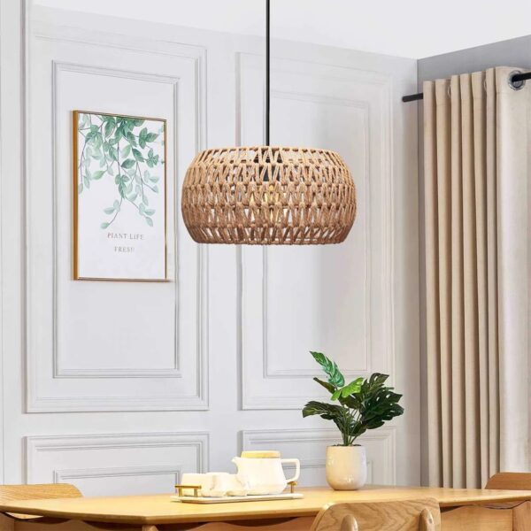 GLOBOSTAR® DARIO 204-0168 Boho Κρεμαστό Φωτιστικό Οροφής με Ντουί 1 x E27 AC 220-240V IP20 – Καφέ – Μ30 x Π30 x Υ15cm