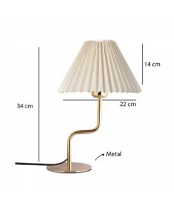 GloboStar® LIVL 204-0169 Μοντέρνο Eπιτραπέζιο Φωτιστικό Μονόφωτο 1 x E27 IP20 Χρυσό Μέταλλο με Μπεζ Ύφασμα – Μ22 x Π22 x Υ34cm