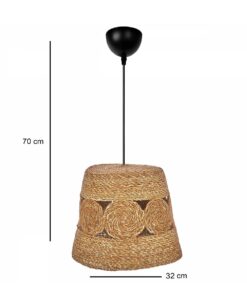 GLOBOSTAR® PANIER 204-0170 Boho Κρεμαστό Φωτιστικό Οροφής με Ντουί 1 x E27 AC 220-240V IP20 – Μπεζ – Μ32 x Π32 x Υ30cm